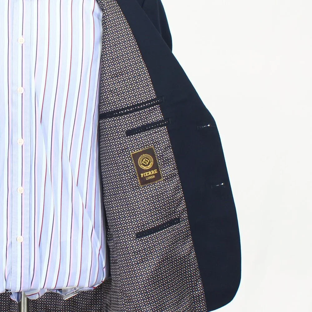 Pierre Loren 44S Navy Solid 2-Button Sport Coat Blazer Jacket T661